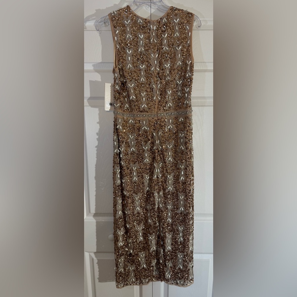 Elegant Gold Sleeveless Dress Mac Duggal Style 93764 Size 12 NWT - Picture 8 of 8